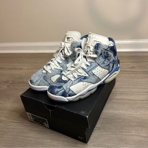 AIR JORDAN 6 RETRO(GS) Washed Denim WHITE / DUTCH BLUE-CITRON DM9045 100 5.5Y
